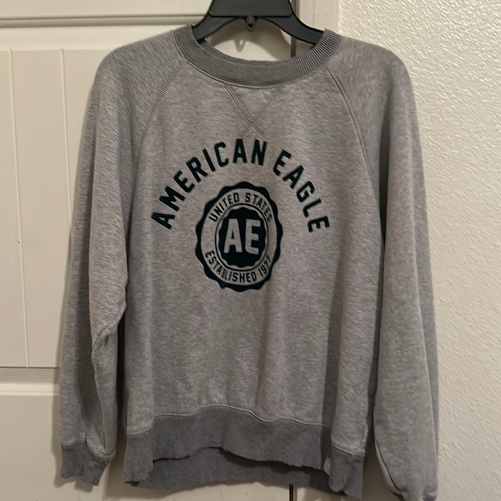 Grey and green American eagle sweater.